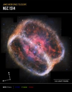 Nebulosa planetaria NGC 1514 (imagen de MIRI Compass) de James Webb Space Telescope (NASA)