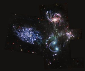 Quinteto de Stephan (Imagen MIRI) de James Webb Space Telescope (NASA)