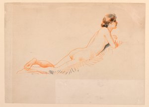 Desnudo femenino, descansando en la hierba de James Wells Champney