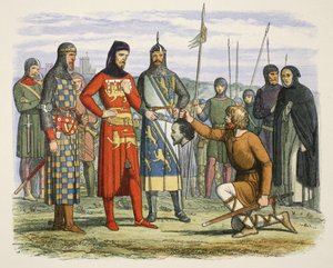 La cabeza de Gaveston mostrada al Conde de Lancaster, de A Chronicle of England BC 55 to AD 1485, pub. Londres de James William Edmund Doyle