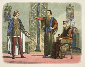 Enrique VI y los duques de York y Somerset, septiembre de 1450, de Una crónica de Inglaterra BC 55 a AD 1485, pub. Londres de James William Edmund Doyle