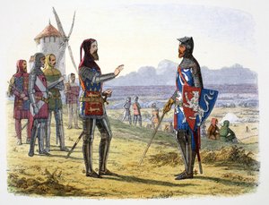El rey Eduardo III rechaza socorrer a su hijo en la batalla de Crécy, Francia, 1346, 1864 de James William Edmund Doyle