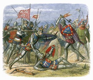 El rey Enrique V atacado por el duque de Alençon en la batalla de Agincourt de James William Edmund Doyle
