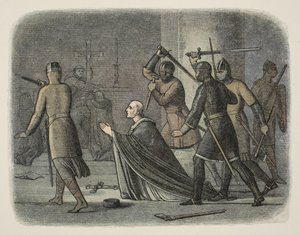 Asesinato de Thomas Becket, Catedral de Canterbury, 29 de diciembre de 1170, de A Chronicle of England BC 55 to AD 1485, pub. Londres de James William Edmund Doyle