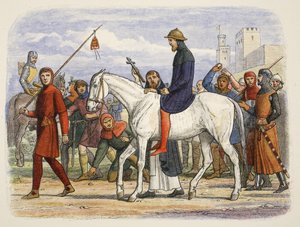 Thomas, conde de Lancaster, siendo llevado a la ejecución, de A Chronicle of England BC 55 to AD 1485, pub. Londres