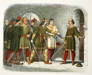 William de Breteuil defiende el tesoro, Winchester, Hampshire, 1100, 1864