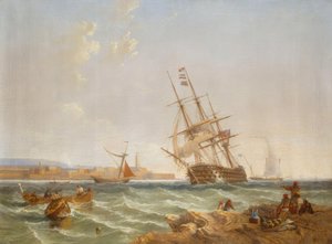 El gran puerto de Malta desde Corlandine Point de James Wilson Carmichael