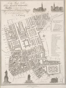 Al muy noble John, Duque de Bedford. Este plano de las parroquias unidas de St. Giles in the Fields  St. George, Bloomsbury de James the Elder Wyld