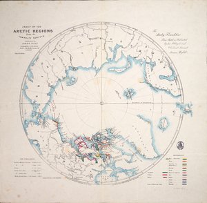 Carta de las regiones árticas de los estudios del Almirantazgo, tercera edición, hacia 1854 (grabado) de James the Younger Wyld