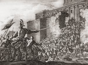 Pompeyo atacando el Templo de Jerusalén en el 63 a.C. (impresión)
