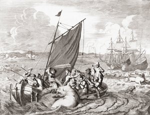 Cazadoras de morsas en el siglo XVI (grabado) de Jan (after) Luyken