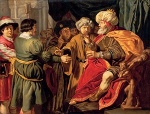 José interpretando los sueños del Faraón (óleo sobre lienzo) de Jan (circle of) Tengnagel