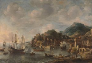 Barcos holandeses en un puerto extranjero de Jan Abrahamsz. Beerstraten