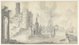 Vista del puerto en la ciudad del Mediterráneo de Jan Abrahamsz. Beerstraten