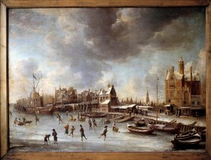 Paisaje de invierno. Patinadores en un lago congelado de Jan Abrahamsz. Beerstraten