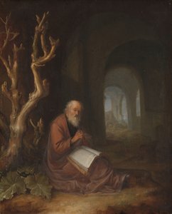 Un ermitaño rezando en una ruina de Jan Adriaensz. van Staveren