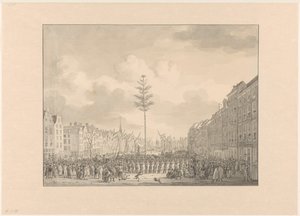 Árbol de la libertad en Grote Markt en Rotterdam, 1795 de Jan Anthonie Langendijk Dzn (possibly)