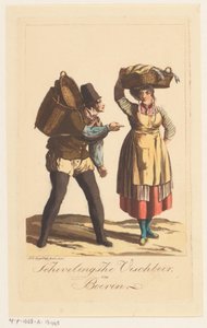 Scheveningen tipos de pescadores Schevelingsche Visch Boer y Boerin (título sobre el objeto) de Jan Anthonie Langendijk Dzn