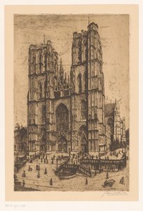 Catedral de San Miguel y Santa Gúdula en Bruselas de Jan Antonius van Schooten (signed by artist)