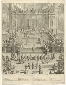 Inhuldiging van keizer Karel VI als graaf van Vlaanderen te Gent, 1717 Representación de la ceremonia solemne de la Toma de Posesión de Su Majestad Imperial y Católica Carlos VI. Emperador de los romanos y tercero del nombre Rey de España, como Conde de Fl de Jan Baptist Berterham