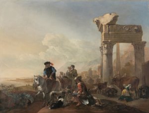 Jan Baptist Weenix / "Cazadores cerca de las ruinas", 1648 de Jan Baptist Weenix