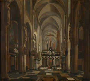 Interior de la Catedral de San Donaciano en Brujas, ca. 1696 de Jan Baptist van Meunincxhove