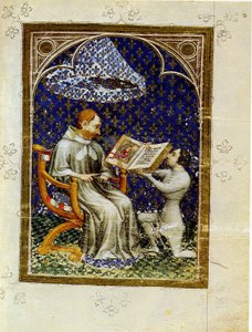 Jean de Vaudetar presenta su regalo de un libro a Carlos V de Francia. De la Biblia historiale de Jean de Vaudetar, 1372
