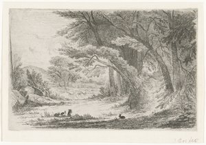 Borde del bosque con conejos de Jan Bos Wz. (signed by artist)