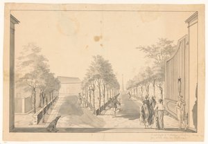 Jardín y entrada de una casa de campo en Tandjong Priok de Jan Brandes