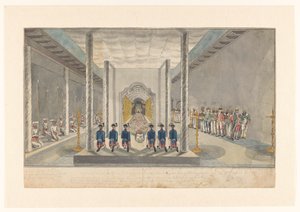 Delegación de VOC en una audiencia con el Rey Kandy, Sri Rajadi Raja Sinha
