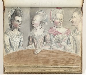 Cuatro mujeres en una mesa durante un viaje a Falmouth de Jan Brandes