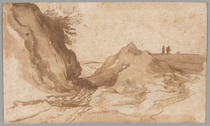 Paisaje montañoso con figuras cerca de un barranco de Jan Brueghel the Elder