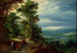 Borde del bosque La huida a Egipto, 1610. de Jan Brueghel the Elder