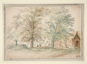 Lugar de encuentro del pueblo bajo dos viejos árboles de Jan Brueghel the Elder