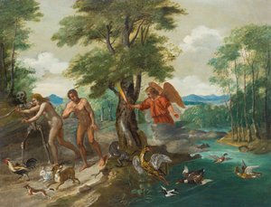 Adán y Eva en el paraíso de Jan Brueghel the Younger