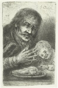 Hombre y niño en la mesa del comedor de Jan Chalon