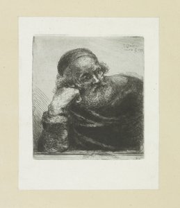 Anciano apoyado en su brazo derecho The Compleat Work of Etchings de John Chalon / Oeuvre Complette des Eaux Fortes de Jean Chalon (título de la serie) de Jan Chalon
