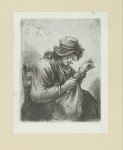 Vrouw pone a naald en draad The Compleat Work of Etchings de John Chalon / Oeuvre Complette des Eaux Fortes par Jean Chalon (título de la serie) de Jan Chalon