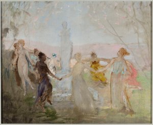 Boceto para el cuadro «Procesión alrededor de la estatua de la Venus de Milo» de Jan Ciągliński