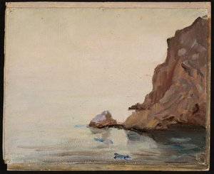 Vista del mar con una roca. De un viaje al Turquestán de Jan Ciągliński