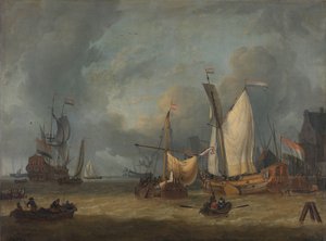Una tormenta (Barcos en el puerto con una fuerte brisa) de Jan Claesz. Rietschoof