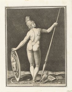 Minerva (título sobre objeto) Sentencia de París (título de la serie) de Jan Collaert (II)