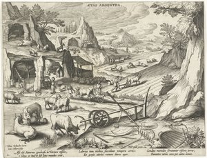 Edad de plata Aetas Argentea (título sobre objeto) Las cuatro edades del hombre (título de la serie) de Jan Collaert (II)