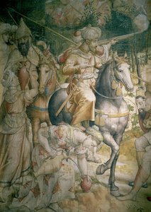Campaña del Emperador Carlos V contra los Turcos en Túnez en 1535: la derrota de los Turcos en la batalla de Goletta, (detalle) de jinetes saciando su sed