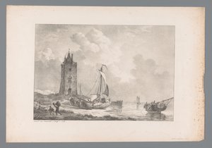 Paisaje costero con torre Pinturas de maestros holandeses de la colección de Wijlen den Wel-Ed. nacido Sr. J. A. van Dam (título de la serie)