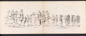 Mascarada de los estudiantes de Leiden, 1865 (lámina 10) Procesión de murgas celebrada por los miembros del cuerpo de estudiantes de Leiden el 6 de junio de 1865, en celebración del 290 aniversario de la Leidsche Hoogeschool, que representa: la entrada de  de Jan Daniël Cornelis Carel Willem baron de Constant Rebecque