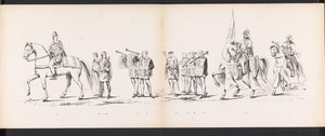 Mascarada de los estudiantes de Leiden, 1865 (lámina 6) Las murgas procesión celebrada por los miembros del cuerpo de estudiantes de Leiden el 6 de junio de 1865, en celebración del 290º aniversario de la Leidsche Hoogeschool, representando: la entrada de 