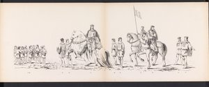 Mascarada de los estudiantes de Leiden, 1865 (lámina 7) Las murgas procesión celebrada por los miembros del cuerpo de estudiantes de Leiden el 6 de junio de 1865, en celebración del 290º aniversario de la Leidsche Hoogeschool, representando: la entrada de  de Jan Daniël Cornelis Carel Willem baron de Constant Rebecque