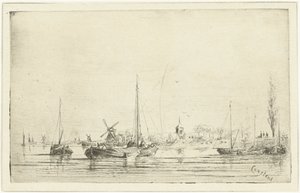 Vista al río con la torre de la iglesia de Jan Daniël Cornelis Carel Willem baron de Constant Rebecque