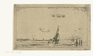 Vista al río con velero de Jan Daniël Cornelis Carel Willem baron de Constant Rebecque